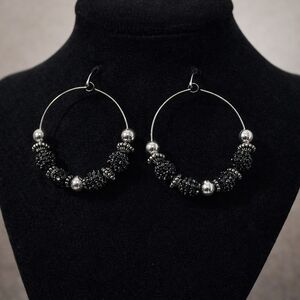 Elegant Black and Silver Hoop Earrings